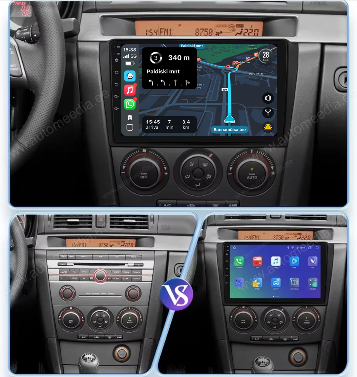 Automedia 9603 Mudelikohane android multimeediakeskus gps naviraadio