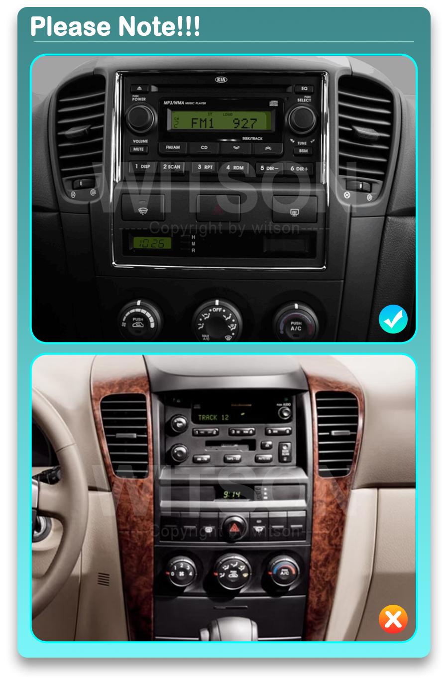 Kia Sorento (2006 - 2009)  Automedia 9537 raadio sobivus autole