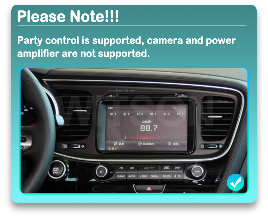 Kia Optima (2013-2015) HIGH Version with OEM screen  Automedia 9587 raadio sobivus autole