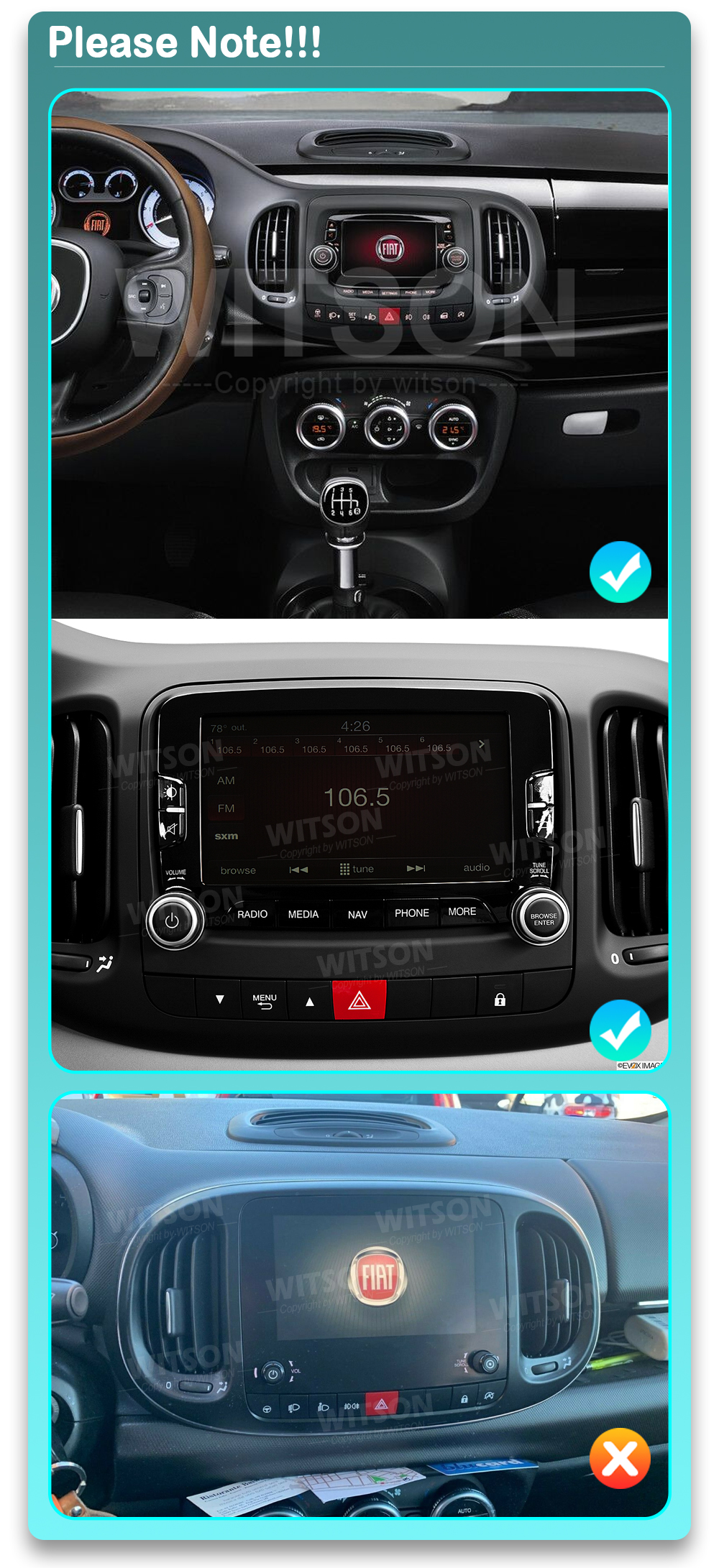 Fiat 500L (2012-2017)  Automedia 9775 raadio sobivus autole