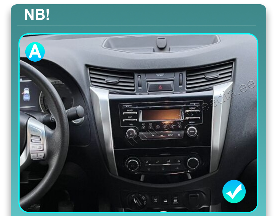 Nissan NAVARA Frontier NP 300 2011-2016  Automedia 9928 raadio sobivus autole