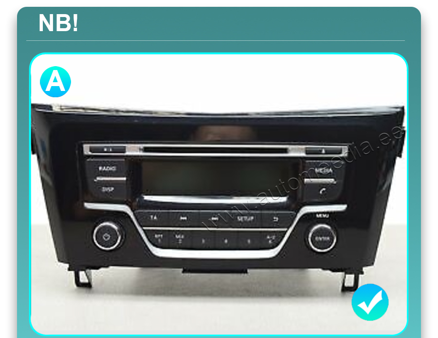 Nissan Qashqai J11 | X-Trail 3 T32 | (2013-2021)  Automedia 9937 raadio sobivus autole