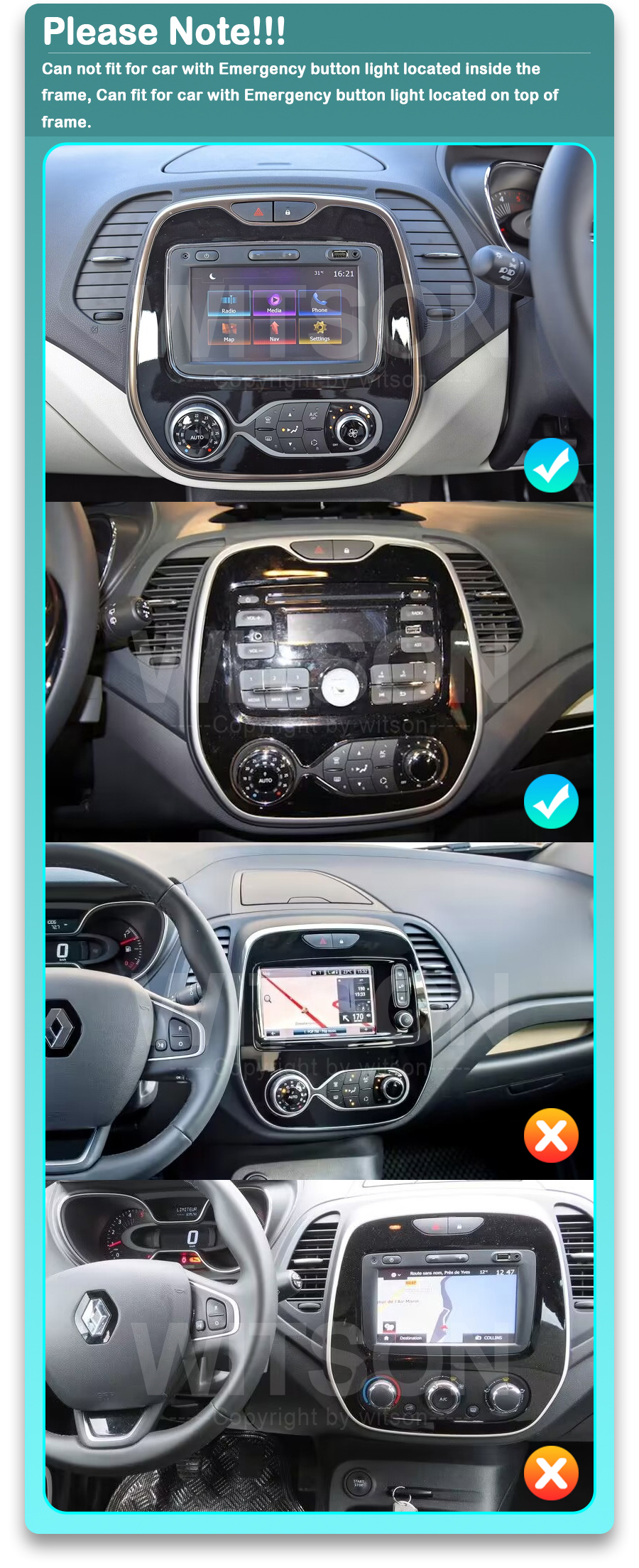 Renault Captur 2013- 2019  Automedia 9998 raadio sobivus autole