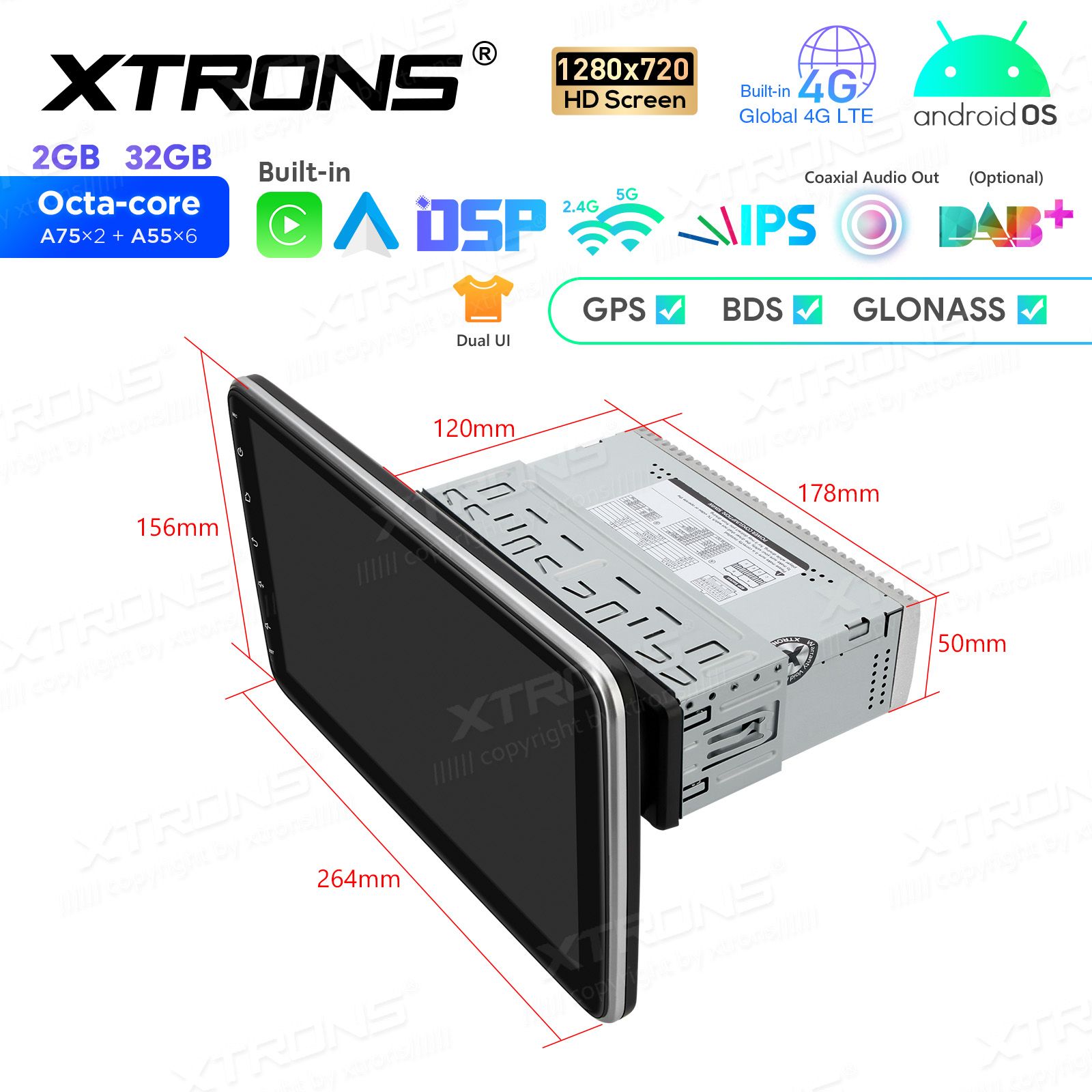 1 DIN Android 12  | GPS car radio and multimedia system