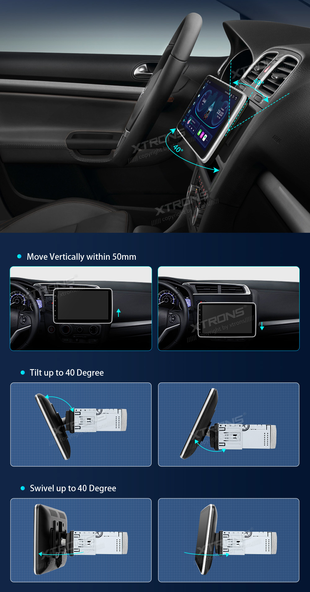 XTRONS DIE123L  Auto multivides GPS atskaņotājs ar pielāgotu dizainu