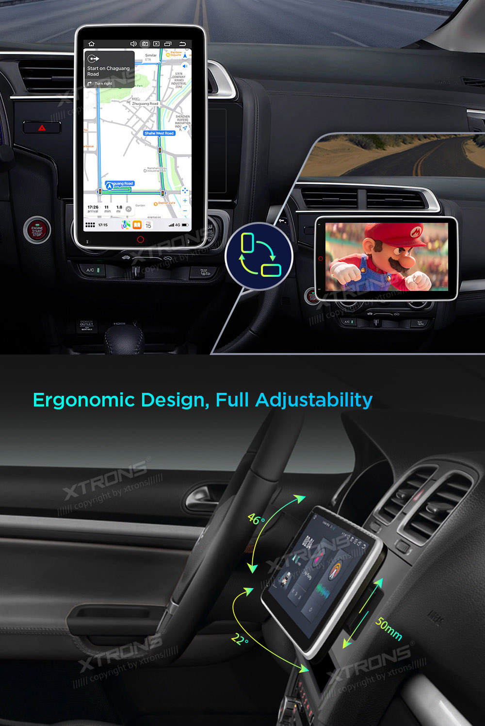 XTRONS DX120L  Auto multivides GPS atskaņotājs ar pielāgotu dizainu