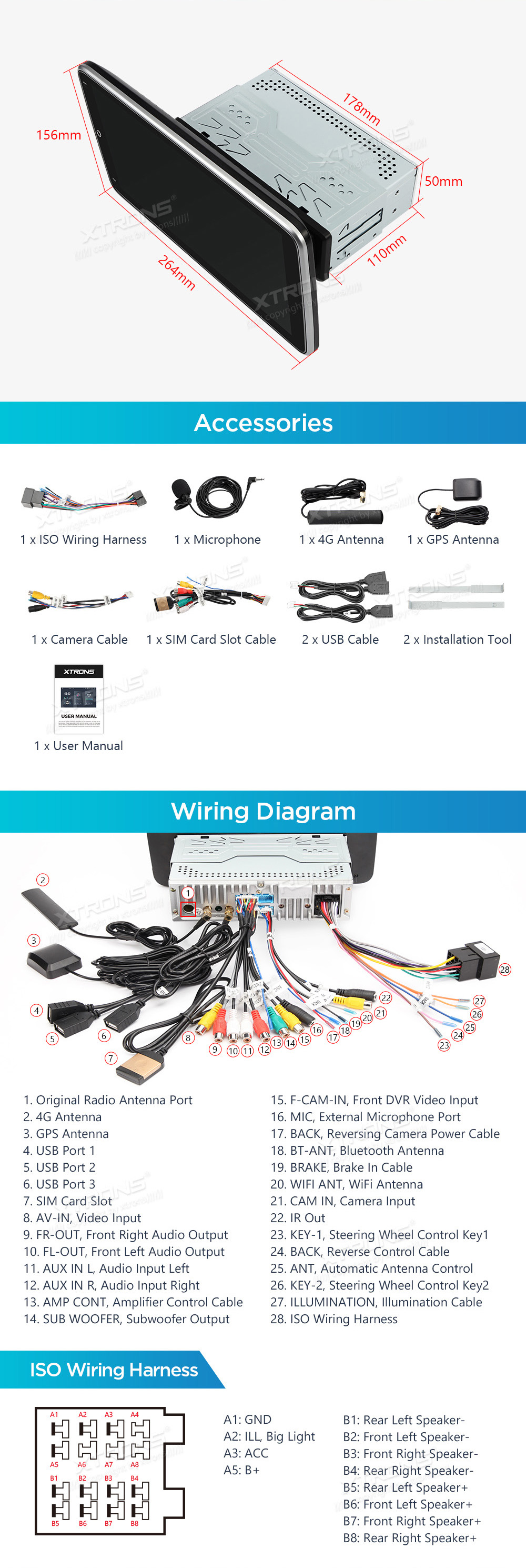 XTRONS DX120L XTRONS DX120L Wiring Diagram and size