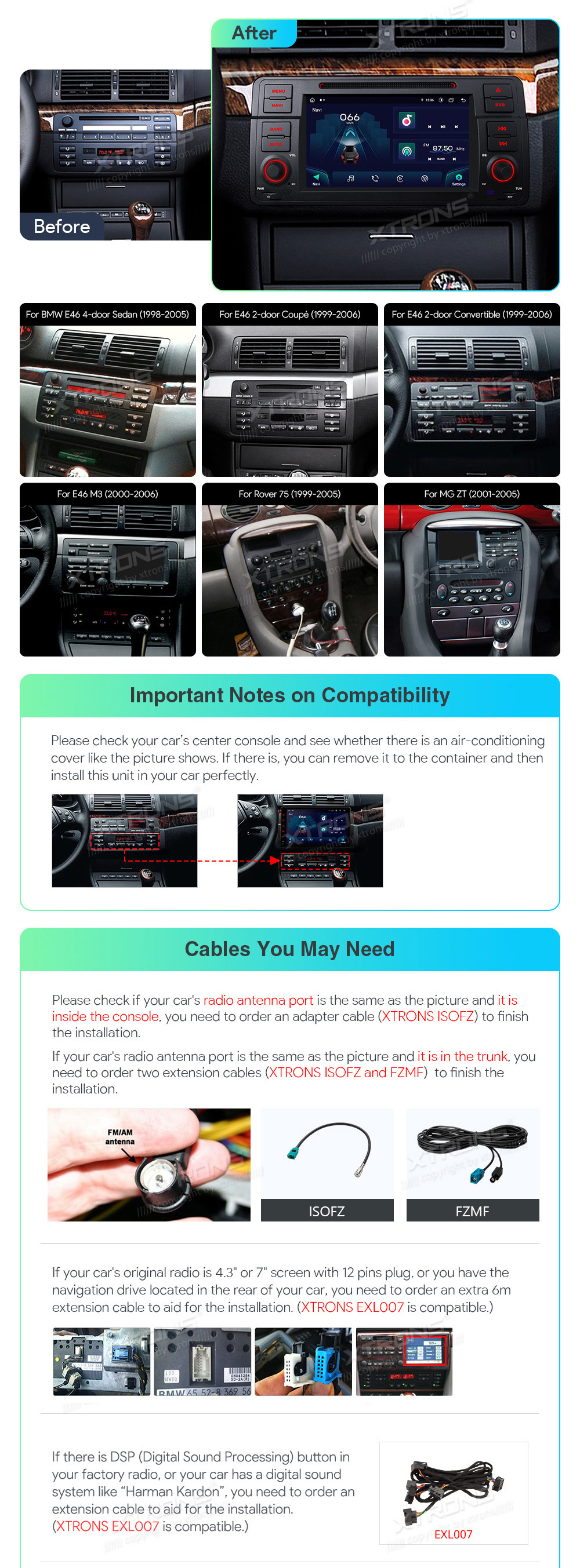 XTRONS IA7246BS XTRONS IA7246BS custom fit multimedia radio suitability for the car