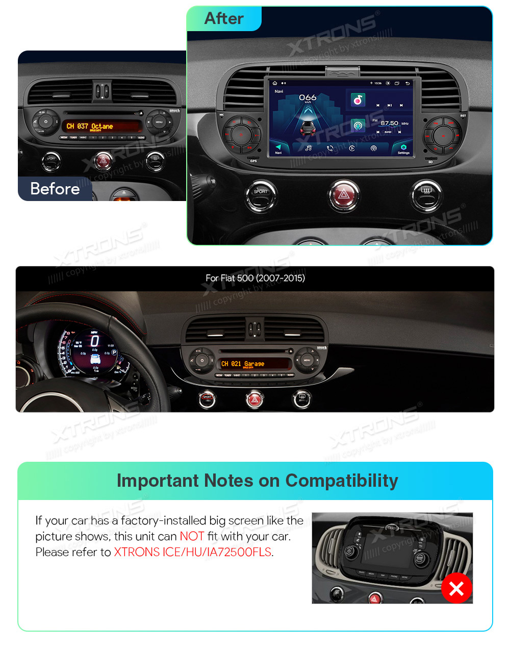 XTRONS IA7250FLBS XTRONS IA7250FLBS custom fit multimedia radio suitability for the car