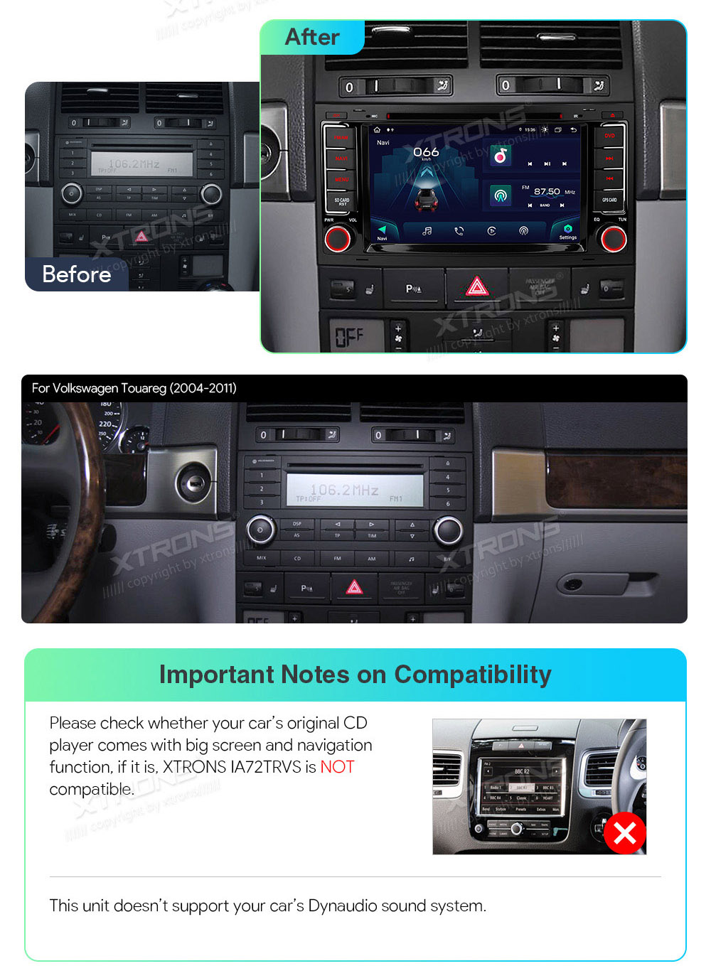 XTRONS IA72TRVS XTRONS IA72TRVS  pielāgota multivides radio piemērotība automašīnai