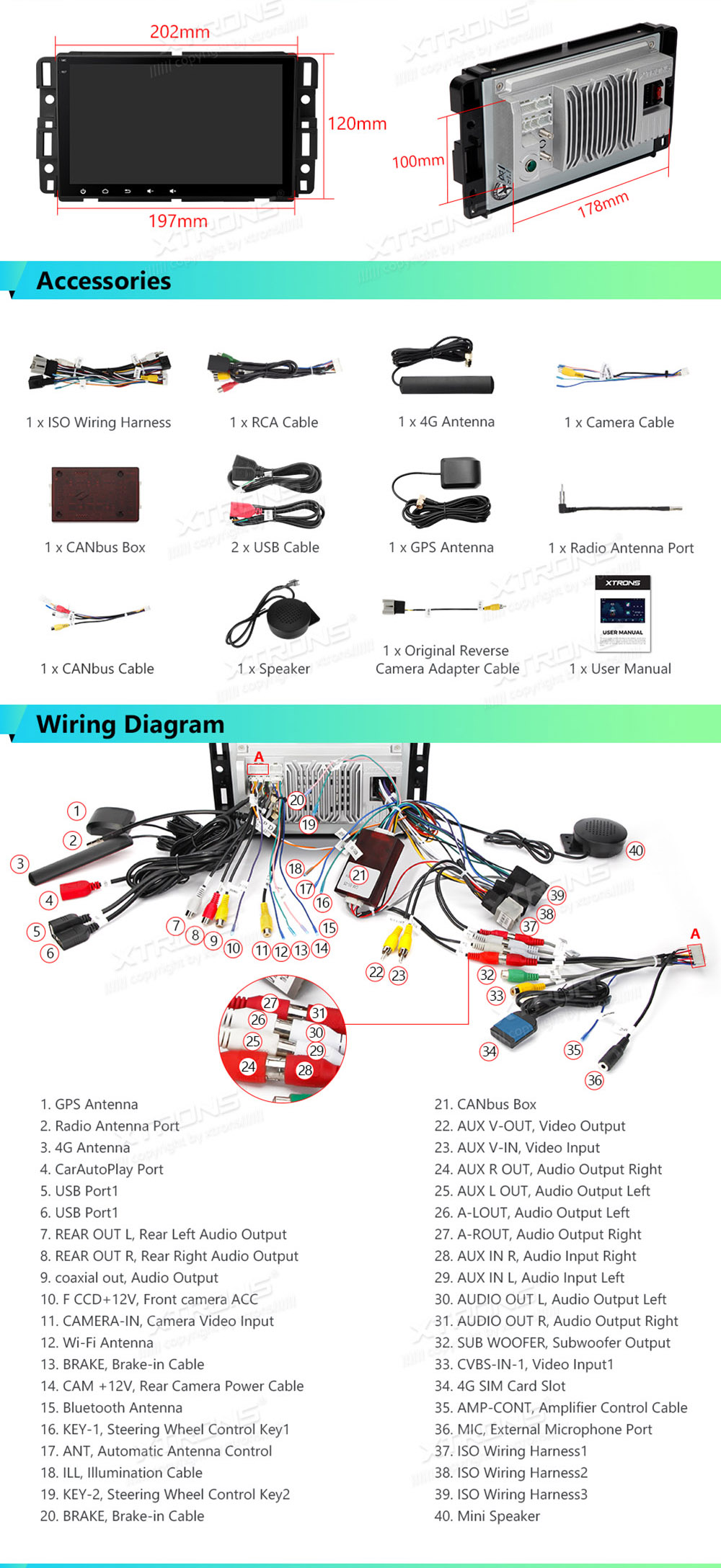 XTRONS IA82JCCLS XTRONS IA82JCCLS Wiring Diagram and size