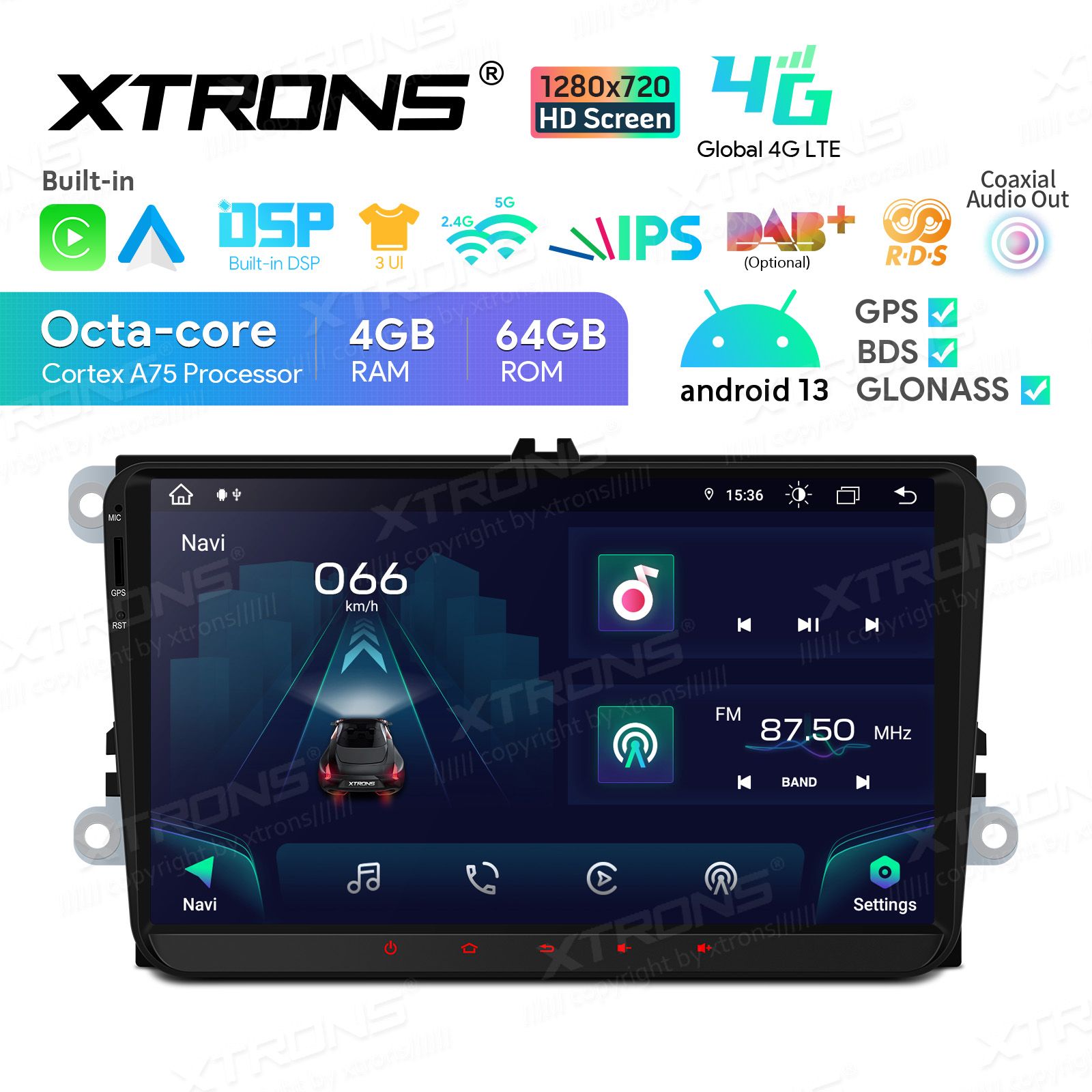 2 DIN Android 12  | GPS auto radio un multimediju centrs