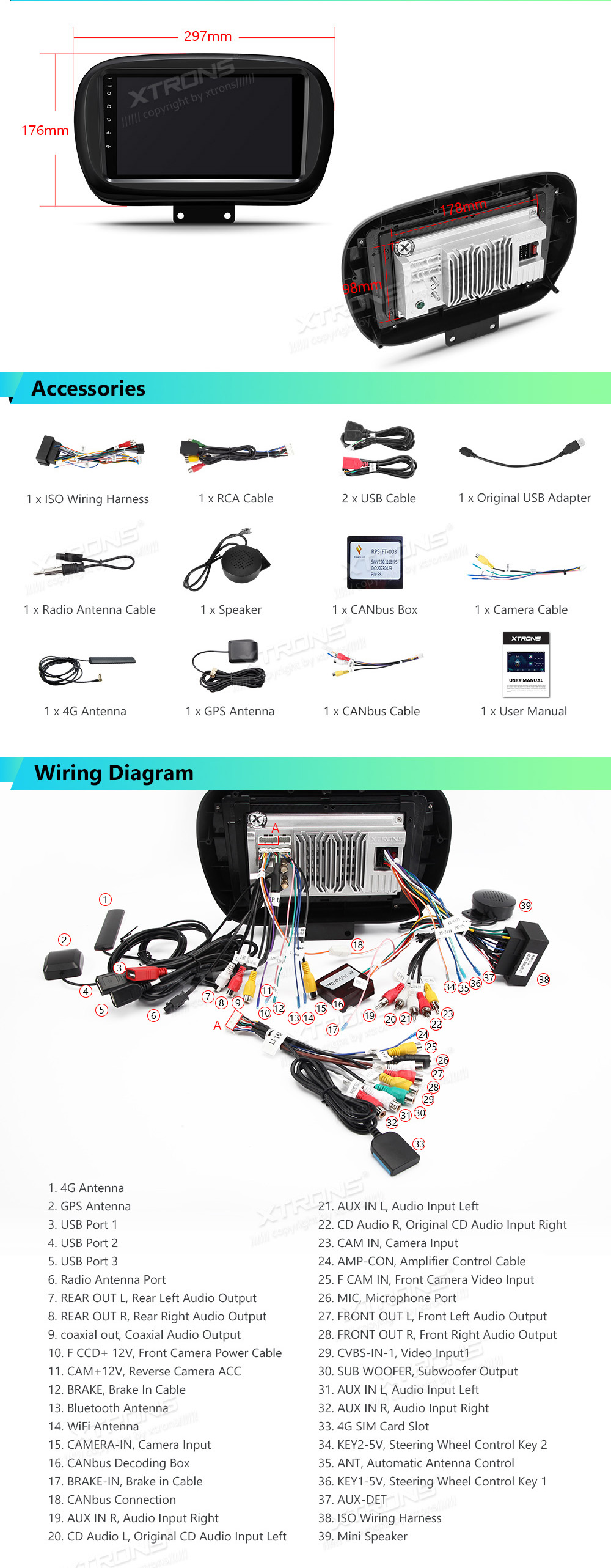 XTRONS IAP9250XFS XTRONS IAP9250XFS Wiring Diagram and size