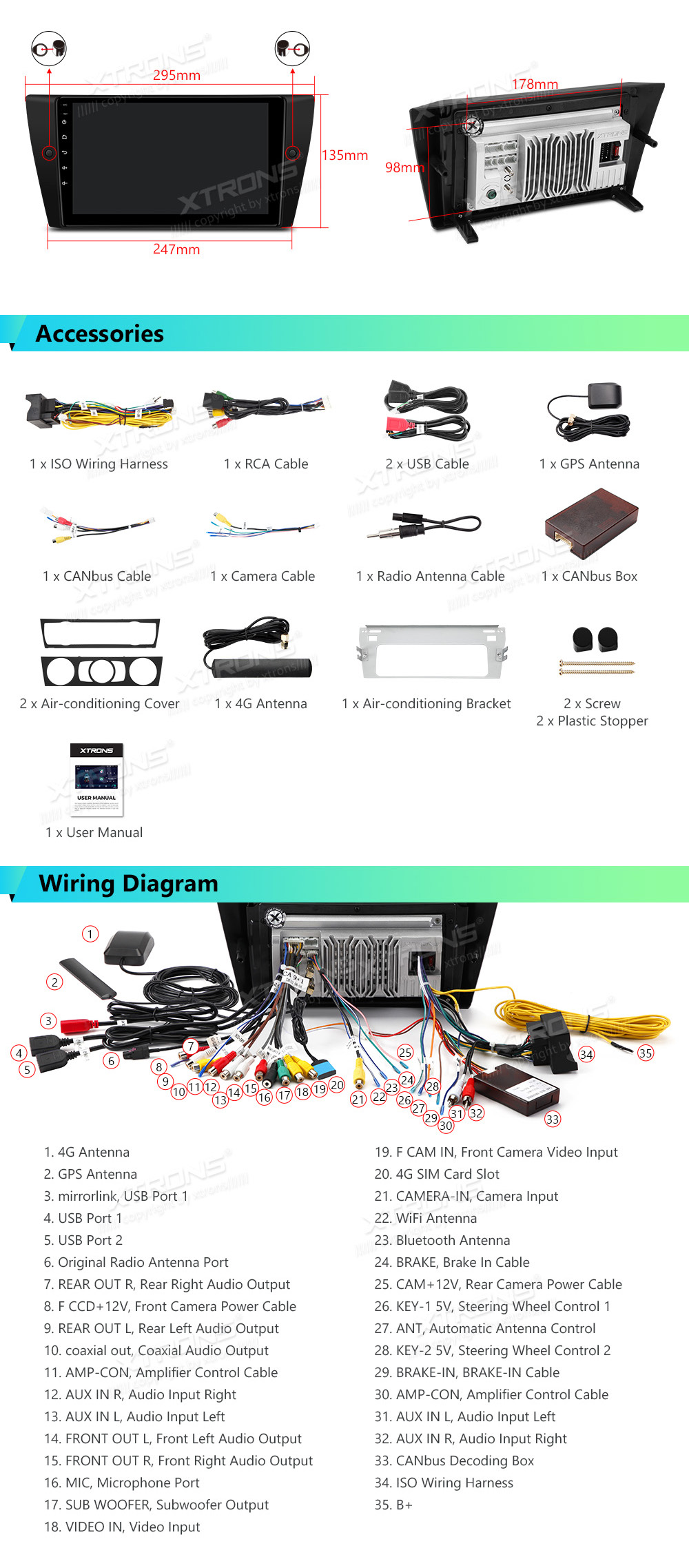 XTRONS IAP9290BS XTRONS IAP9290BS Wiring Diagram and size