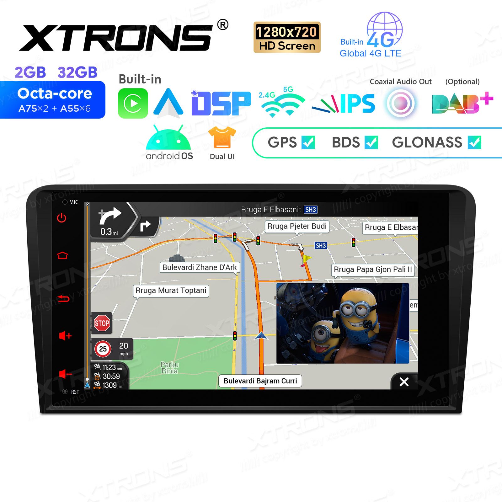 Fiat 500 (2016-2021) Android 13  | GPS auto radio un multimediju centrs
