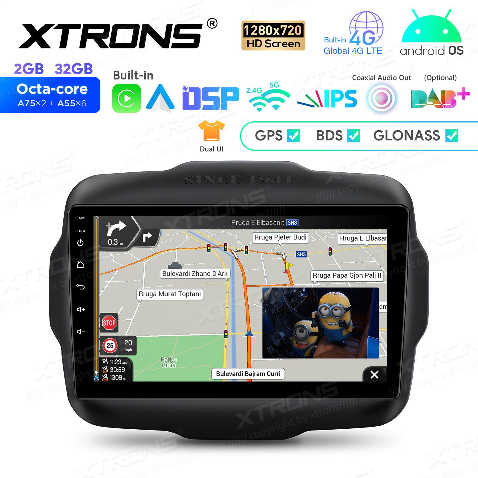 Jeep Renegade (2015-2020) Android 12  | GPS autoraadio ja multimeedia keskus