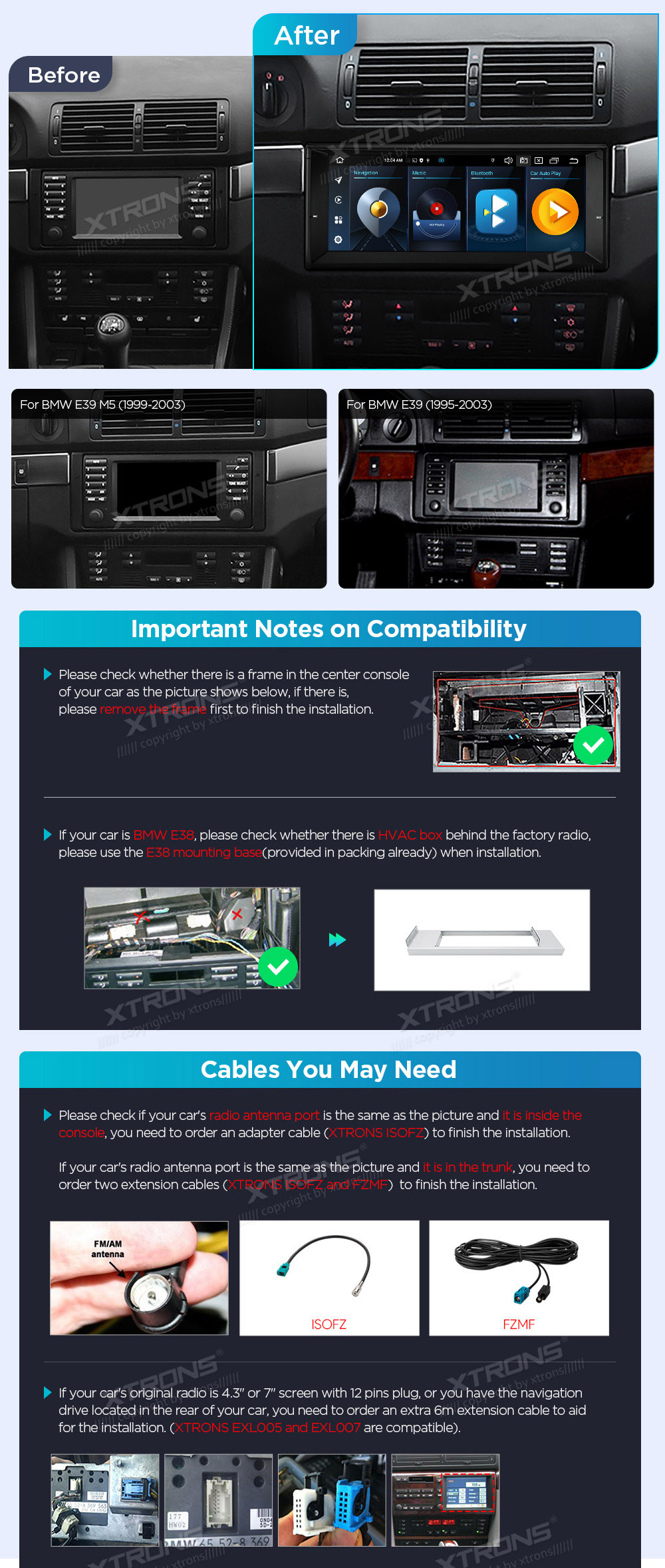 XTRONS IX1239BHL XTRONS IX1239BHL custom fit multimedia radio suitability for the car