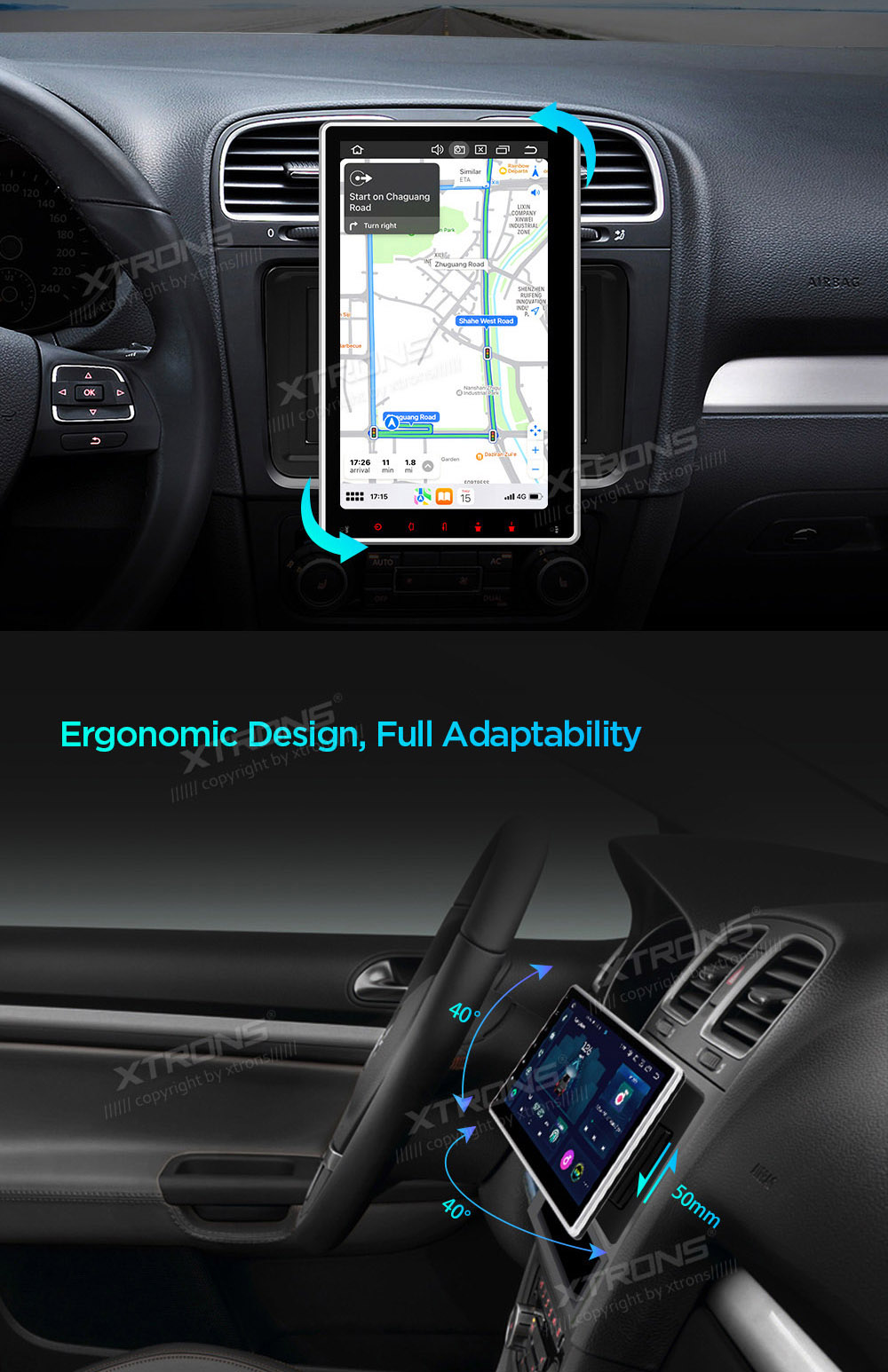 XTRONS IX12MTVL Car multimedia GPS player with Custom Fit Design