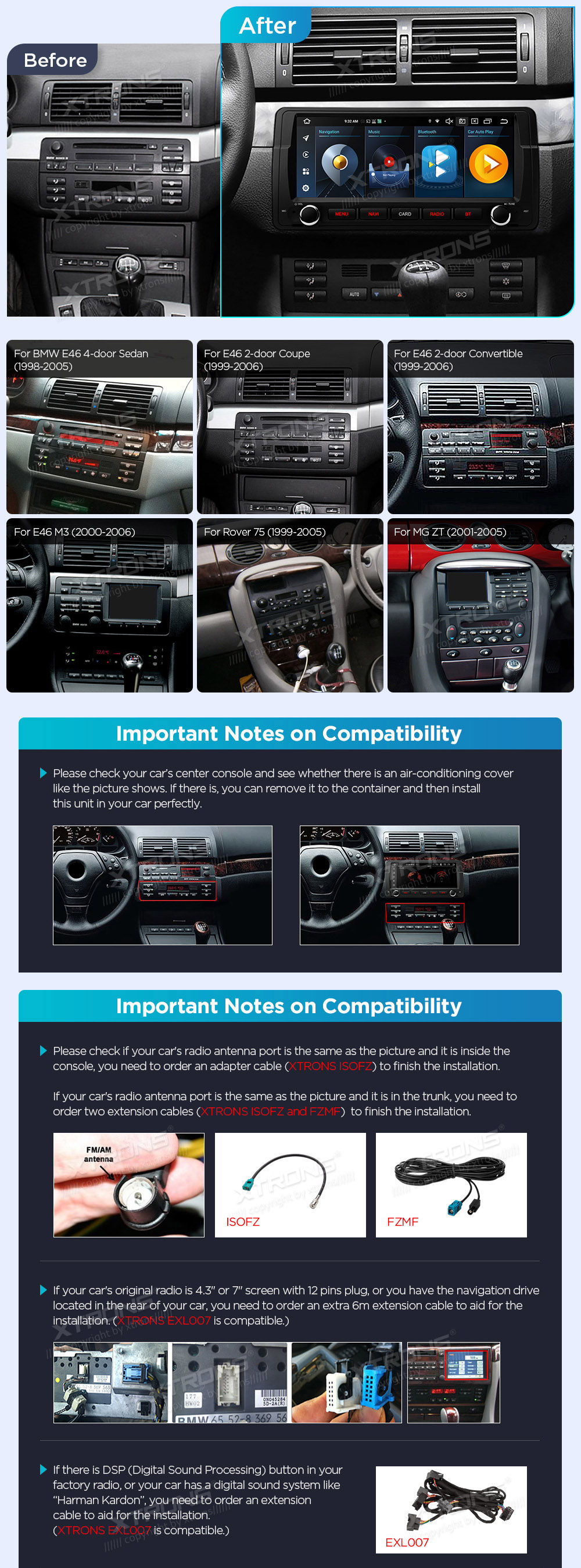 XTRONS IX8246BHL XTRONS IX8246BHL custom fit multimedia radio suitability for the car