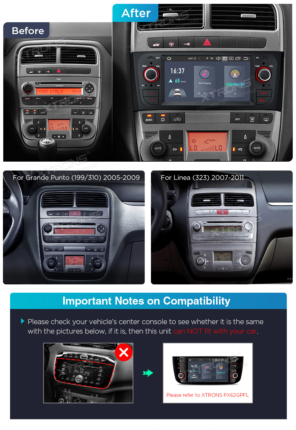 XTRONS PX62PTFL XTRONS PX62PTFL custom fit multimedia radio suitability for the car