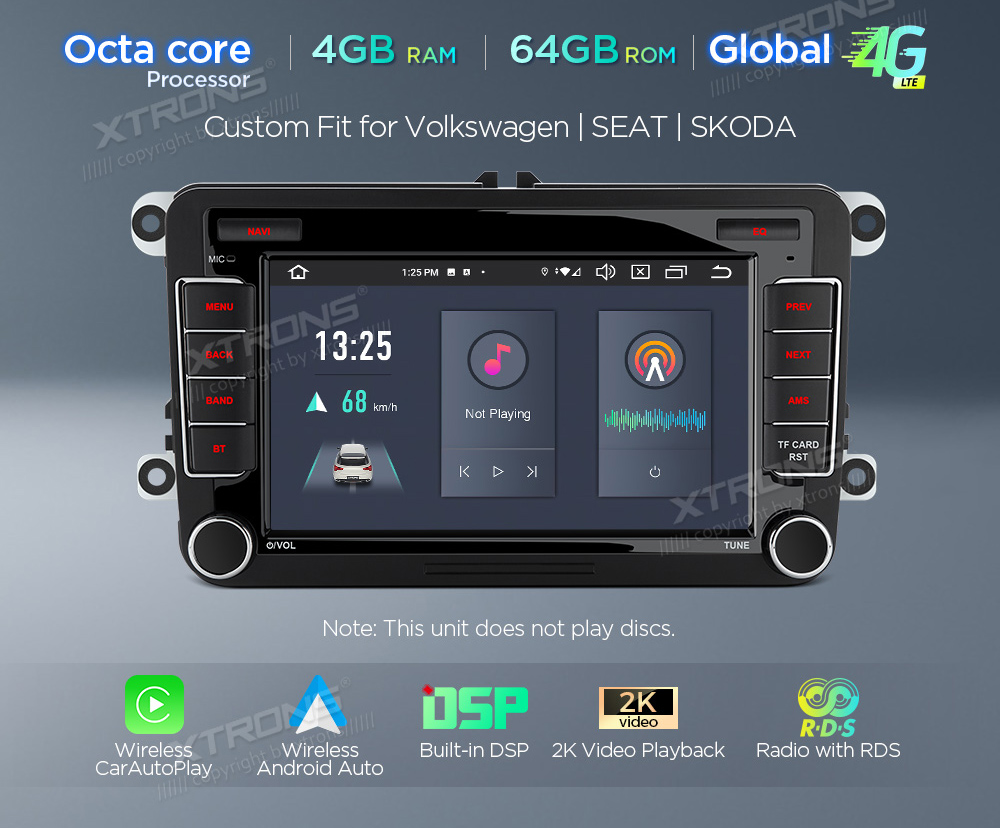 XTRONS PX72MTVL  Auto multivides GPS atskaņotājs ar pielāgotu dizainu