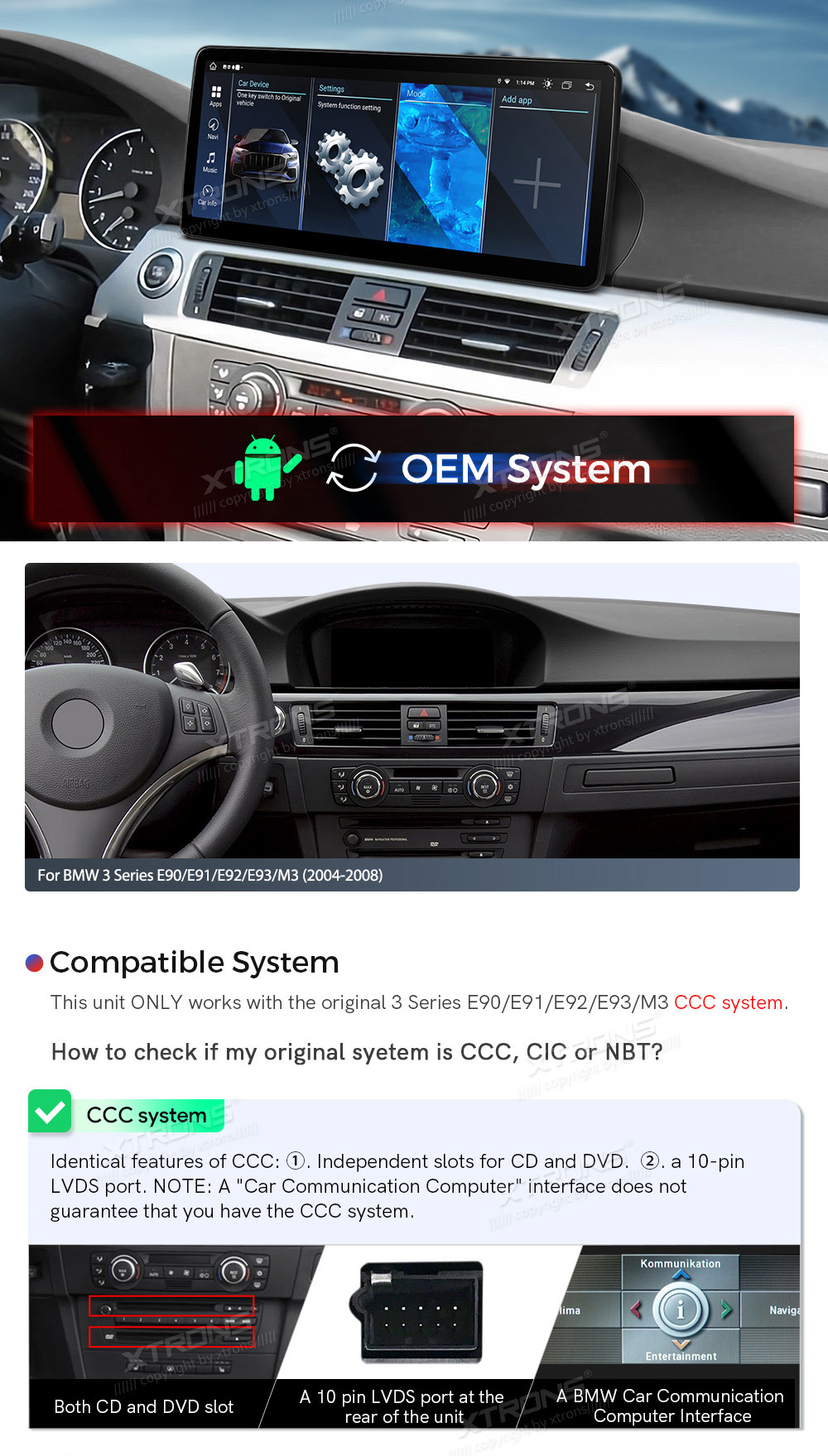 BMW 3.ser | E90 | E92 | E93 iDrive CCC (2004-2008)  custom fit multimedia radio suitability for the car
