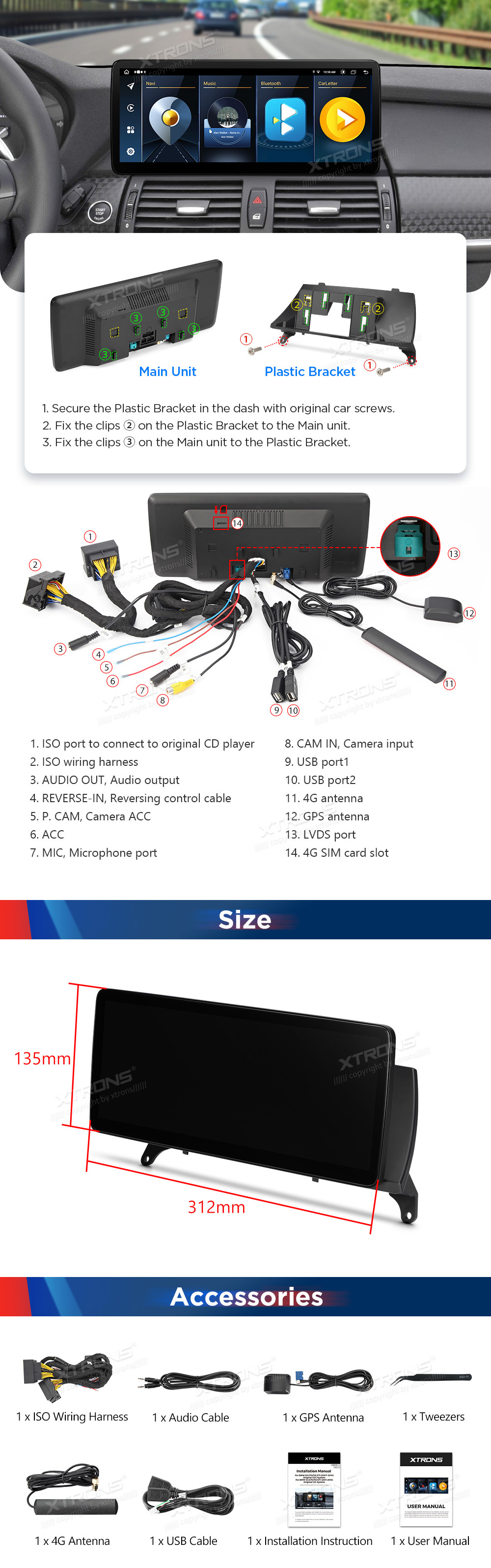 BMW X5 | X6 | E70 | 71 iDrive CIC (2010-2014)  XTRONS QLB22CIB12X5L XTRONS QLB22CIB12X5L Подключения