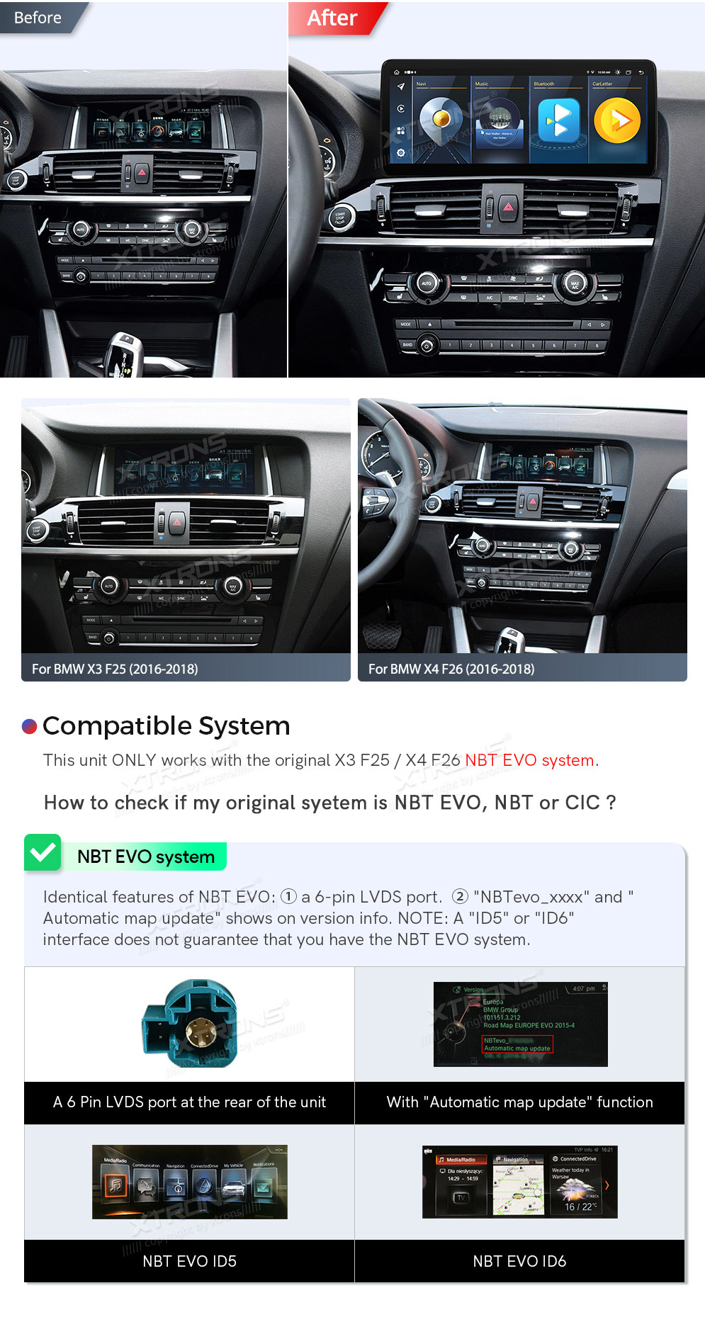 BMW 3/4 ser. (2017 - ) | F30 | F32 | iDrive EVO  custom fit multimedia radio suitability for the car