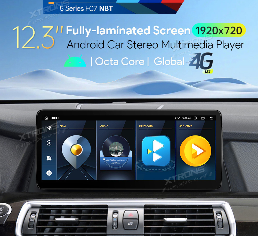 BMW 5.ser F07 GT(2013 - 2017) | iDrive NBT  XTRONS QLB22NB12FVGT Car multimedia GPS player with Custom Fit Design