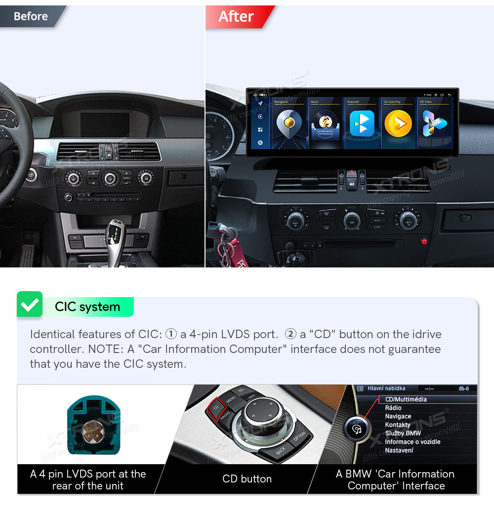 BMW 5.ser | E60 | E61 | iDrive CIC (2008-2010)  custom fit multimedia radio suitability for the car