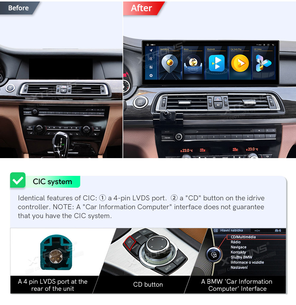 BMW 7.ser F01/F02 (2009 - 2012) | iDrive CIC  custom fit multimedia radio suitability for the car