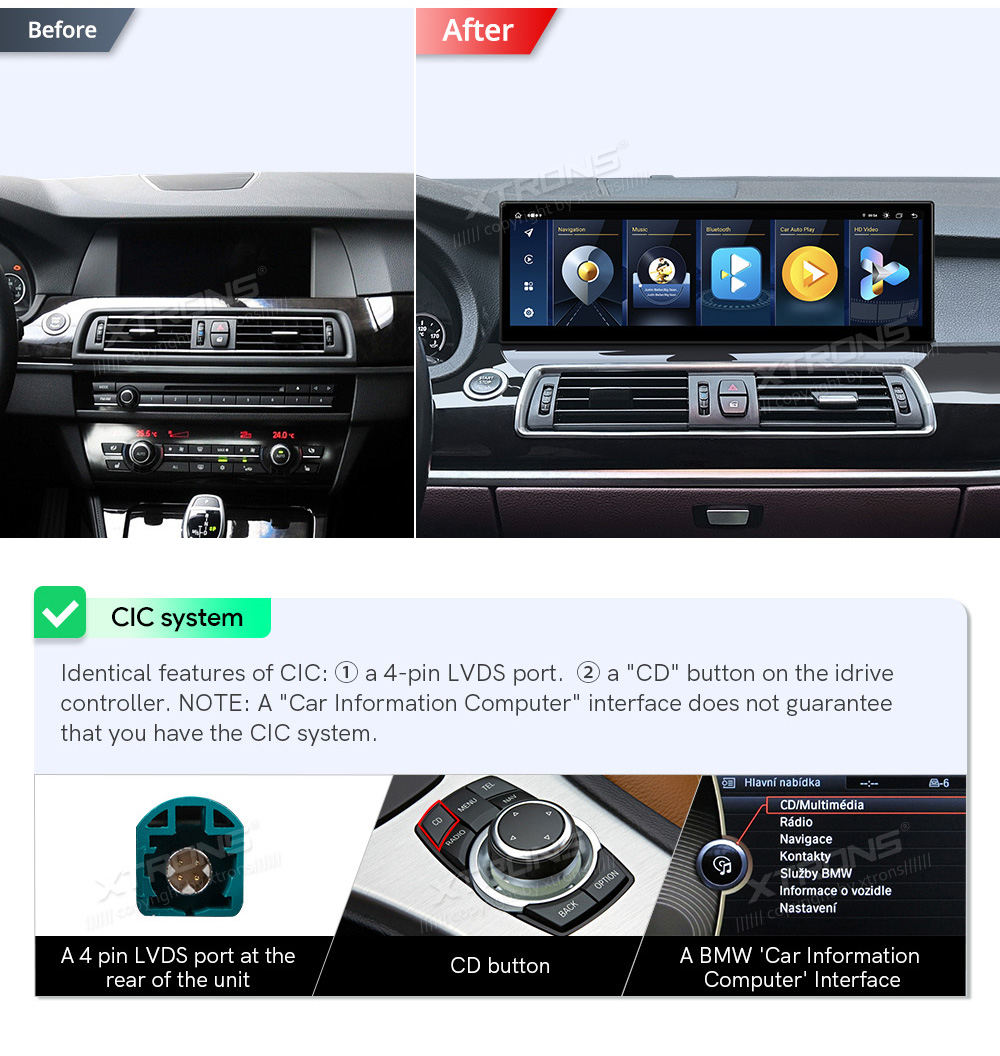 BMW 5.ser F07 GT(2011 - 2012) | iDrive CIC  custom fit multimedia radio suitability for the car