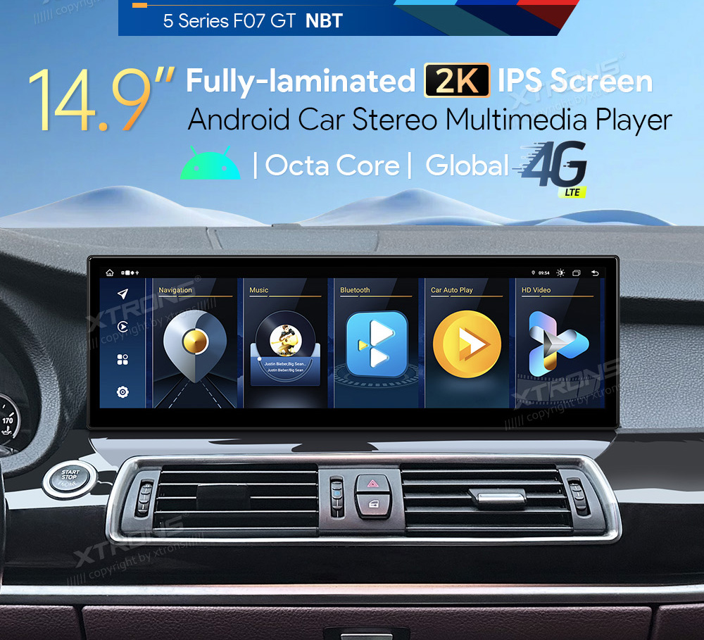 BMW 5.ser F07 GT(2013 - 2017) | iDrive NBT  XTRONS QLB42FVNBGT Car multimedia GPS player with Custom Fit Design