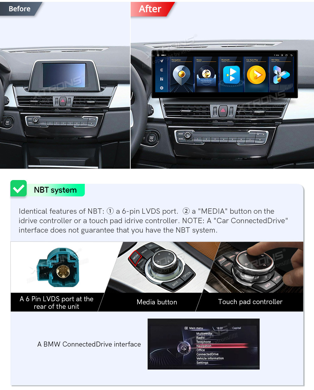 BMW 2.ser | F45 | F46 | (2014-2016) iDrive NBT  custom fit multimedia radio suitability for the car