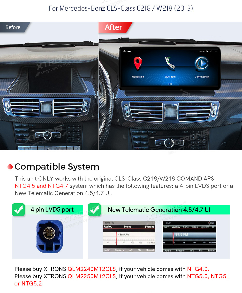 Mercedes-Benz CLS Class | 2011 - 2013 (NTG4.5)  custom fit multimedia radio suitability for the car