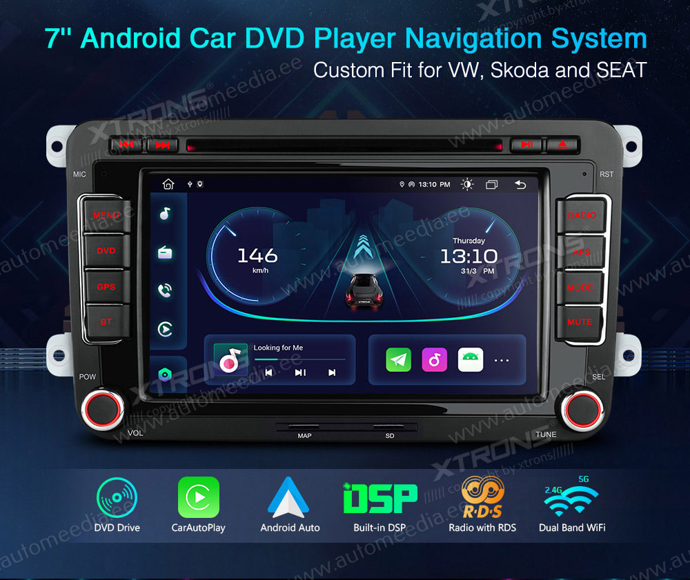 7 Autoradio GPS Navigation Für Passat Tiguan Touran Caddy Bluetooth CD DVD  USB DAB+